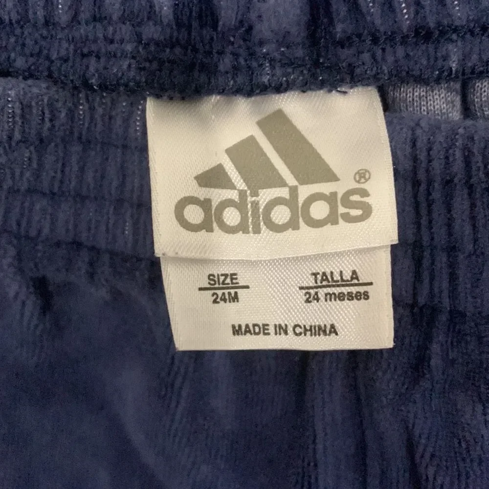 Vintage ADIDAS Infant Baby Boys Velour Hoodie Sweatshirt & Sweatpants Set 24M